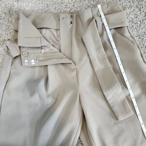 High Waisted Pleated Belted Beige Tan Pants Size 2 RW&Co